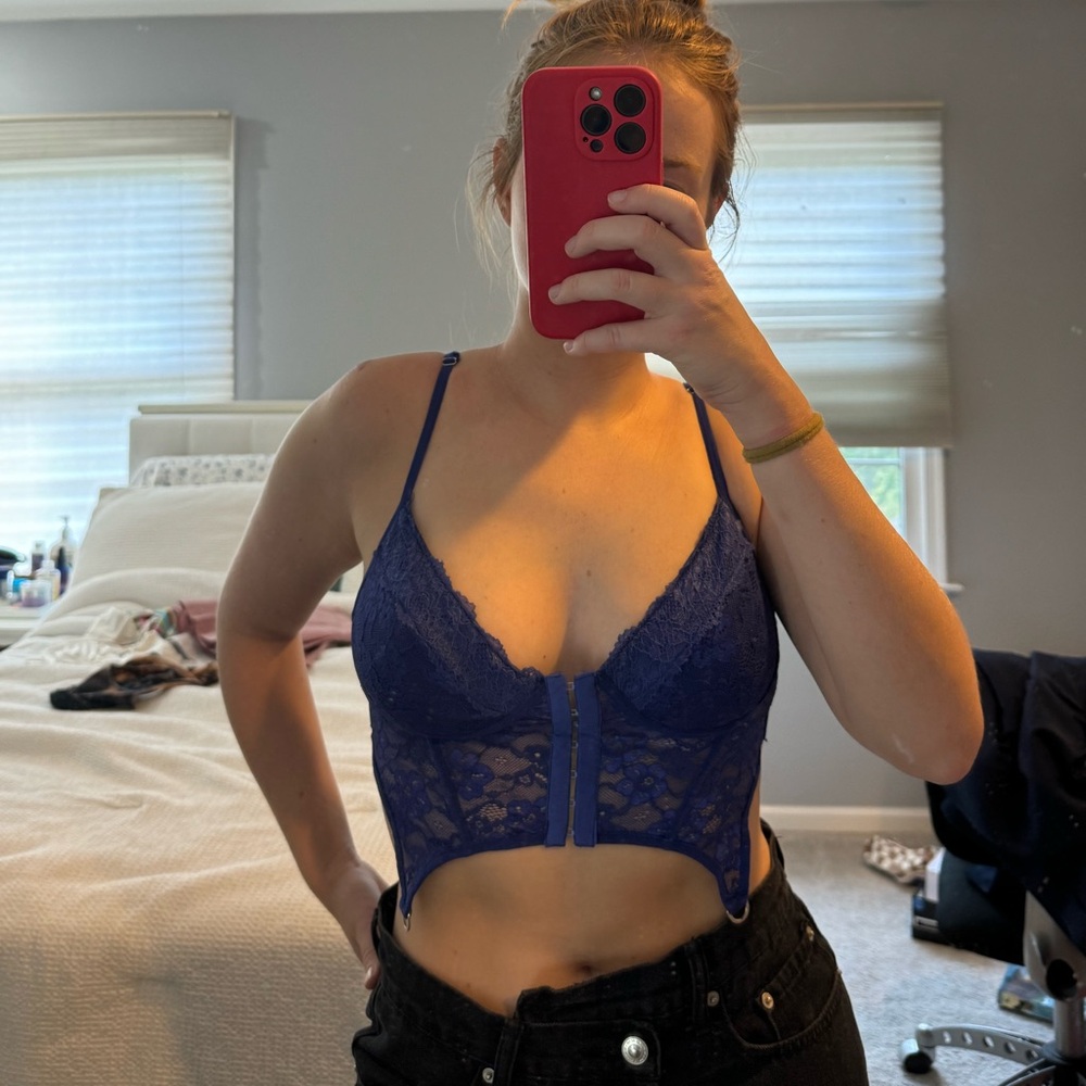 princess polly blue corset crop top